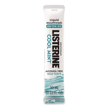 LISTERINE® On-The-Go Mouthwash, Cool Mint Flavor, 0.33 oz Packet, 15/Pack (LRE20246)