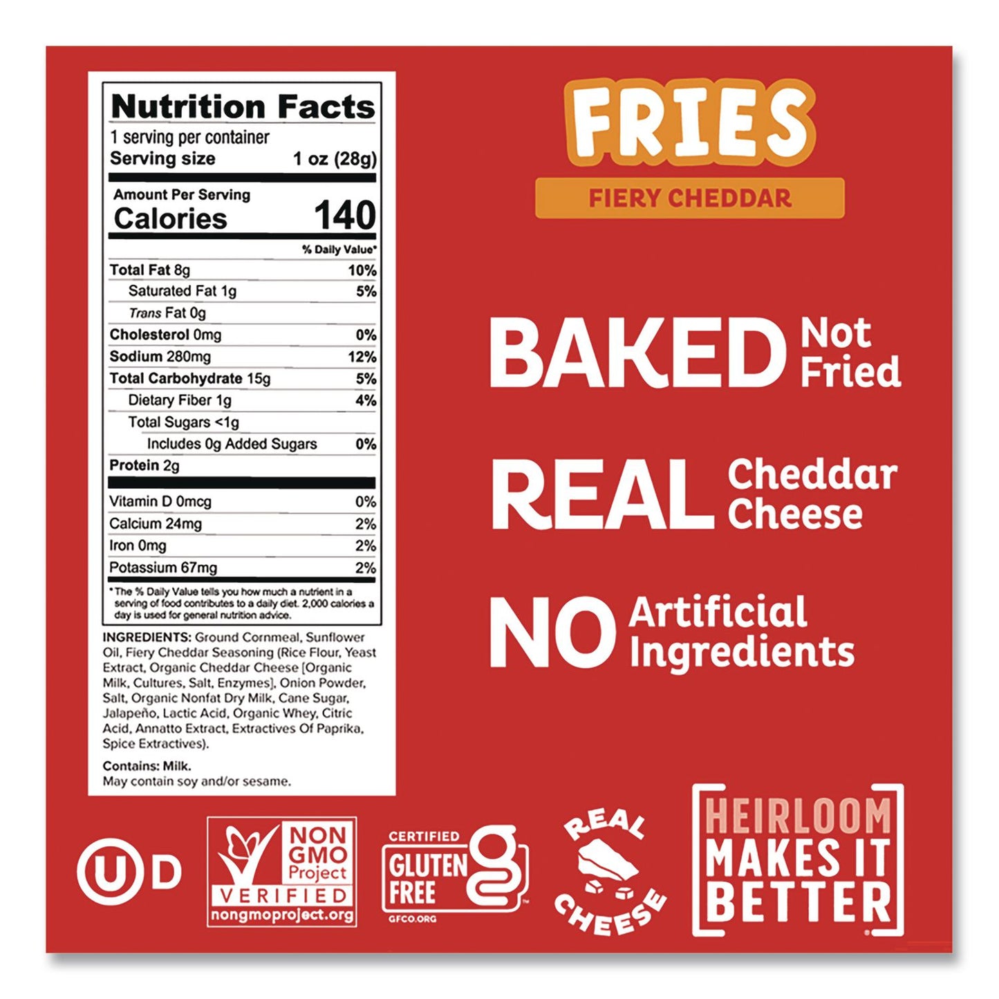 Pip's Heirloom Snacks™ Pipcorn Fries, Fiery Cheddar, 1 oz Bag, 24/Carton (PHRPSK88504)