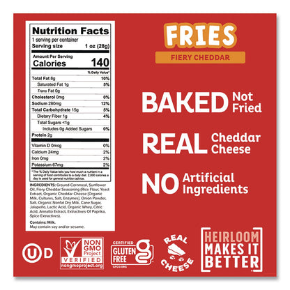 Pip's Heirloom Snacks™ Pipcorn Fries, Fiery Cheddar, 1 oz Bag, 24/Carton (PHRPSK88504)