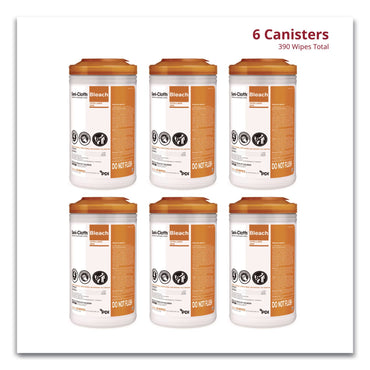 PDI® Sani-Cloth with Bleach Disinfecting Wipes, 7.5 x 15, Unscented, White, 65 Wipes/Canister, 6 Canisters/Carton (PDIP25784CT)
