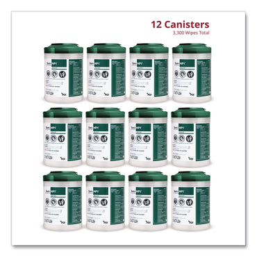 PDI® Sani-HP1 Germicidal Wipes, 5 x 6, Unscented, White, 275 Wipes/Canister, 12 Canisters/Carton (PDIP62572PK)