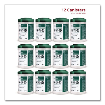 PDI® Sani-HP1 Germicidal Wipes, 5 x 6, Unscented, White, 275 Wipes/Canister, 12 Canisters/Carton (PDIP62572PK)