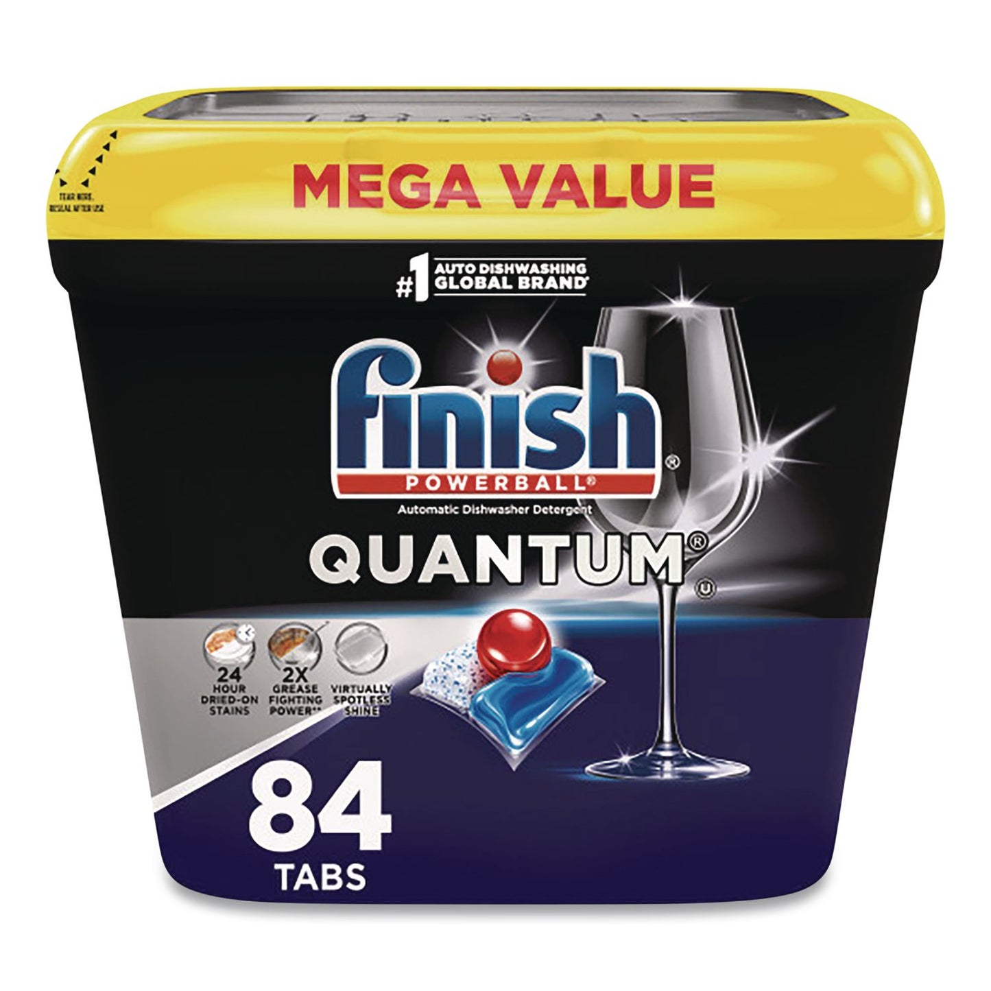 FINISH® Powerball Quantum Dishwasher Tabs, Fresh Scent, Tub, 84 Tabs (RAC5170099889)
