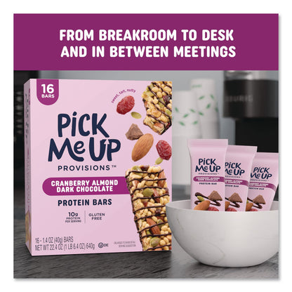 Pick Me Up Provisions™ Gluten-Free Cranberry Almond Dark Chocolate Protein Bar Protein Bars, 1.4 oz Bar, 16/Box (PIEPM63401)