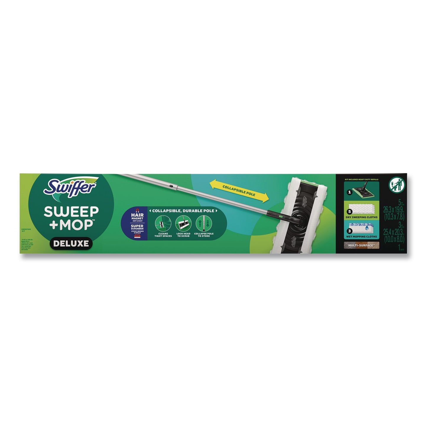 Swiffer® Sweep and Mop 2-in-1 Dry + Wet Floor Deluxe Mopping and Sweeping Kit, Silver Handle (PGC16413)