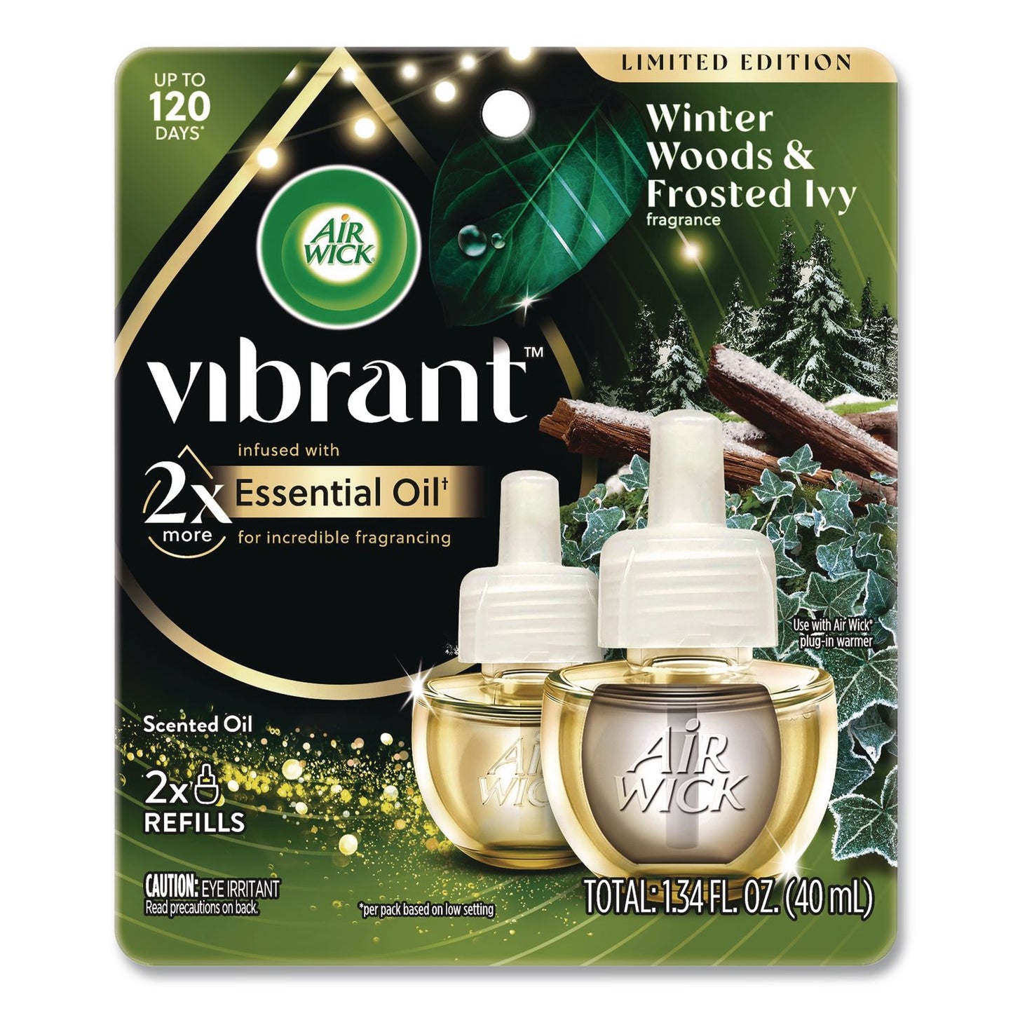 Air Wick® Vibrant Scented Oil Warmer Refill, Limited Edition, Winter Woods and Frosted Ivy, 0.67 oz, 2/Pack (RAC6233803463)