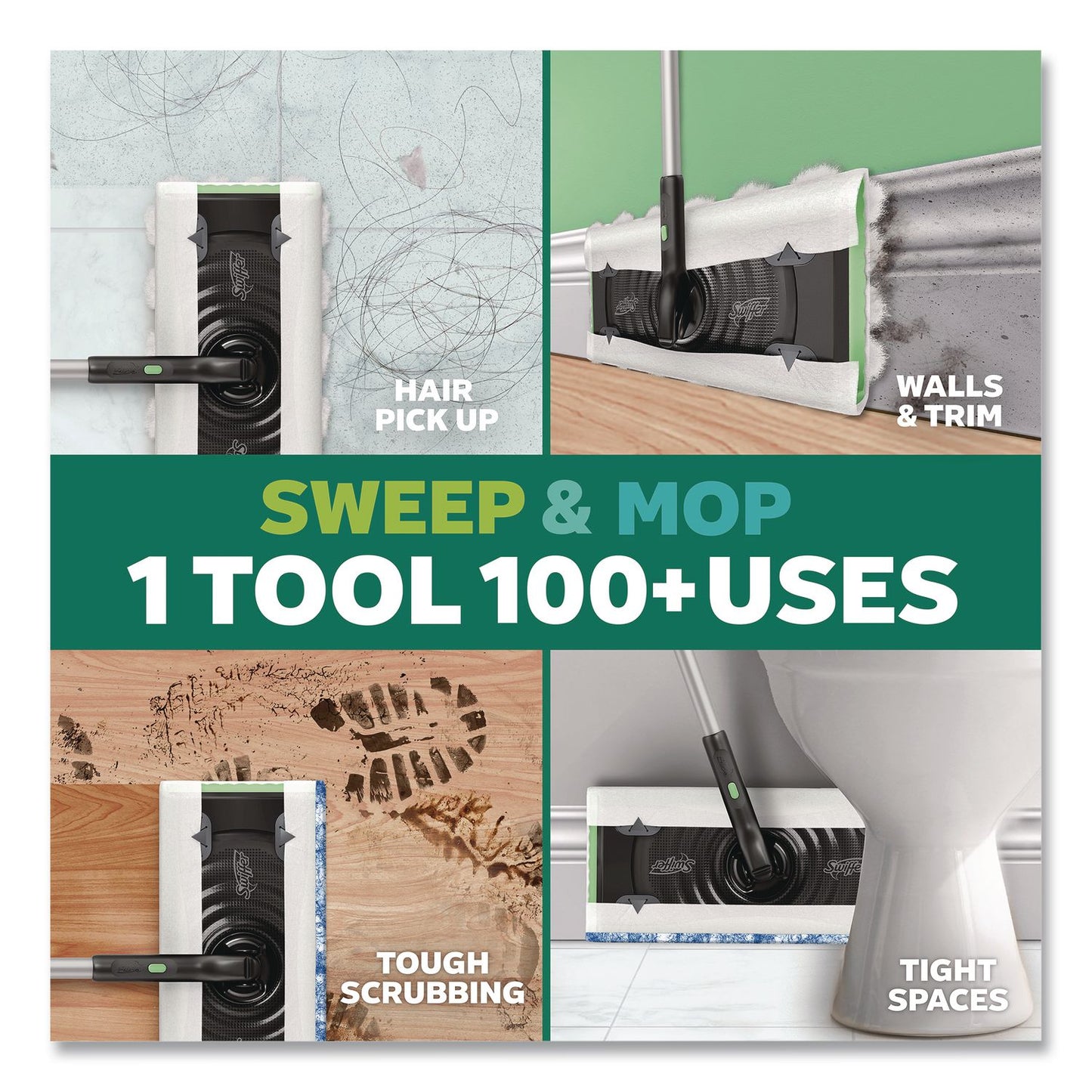 Swiffer® Sweep and Mop 2-in-1 Dry + Wet Floor Deluxe Mopping and Sweeping Kit, Silver Handle (PGC16413)