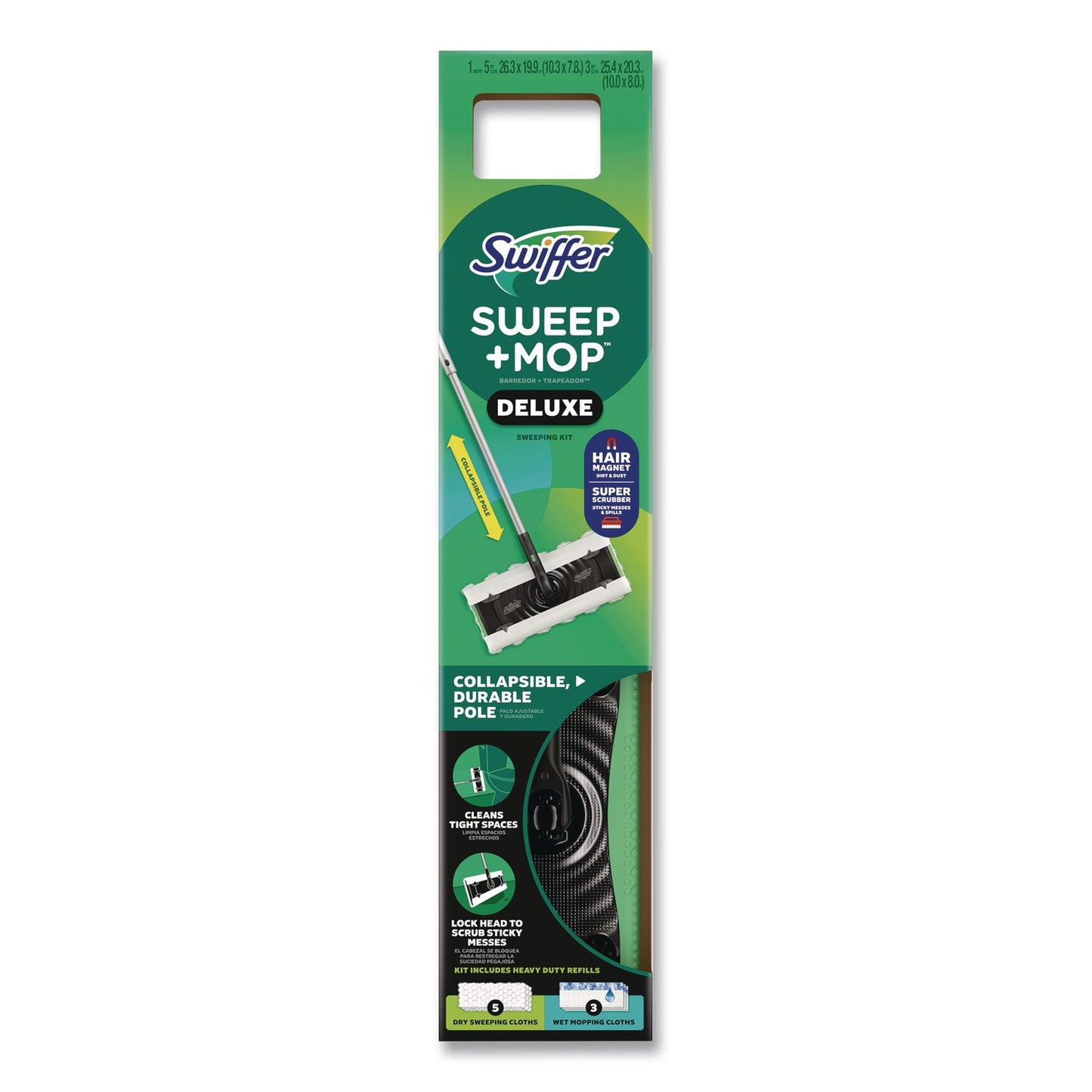 Swiffer® Sweep and Mop 2-in-1 Dry + Wet Floor Deluxe Mopping and Sweeping Kit, Silver Handle (PGC16413)
