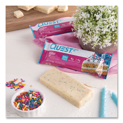 Quest® Protein Bars, Birthday Cake, 2.12 oz Bar, 12/Box (QCCQUN00596)