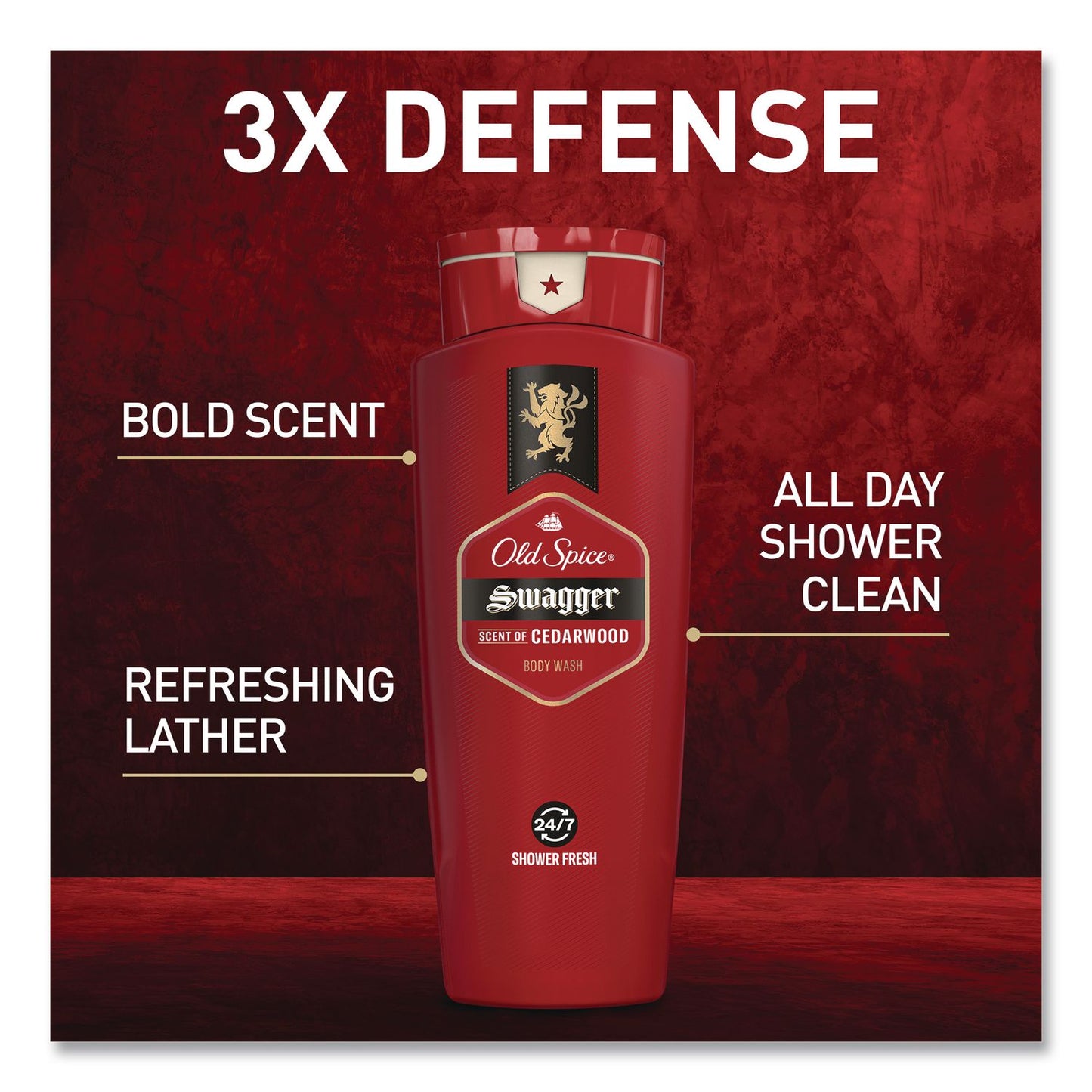 Old Spice® Red Zone Body Wash, Swagger/Cedarwood Scent, 3 oz, 24/Carton (PGC86423CT)