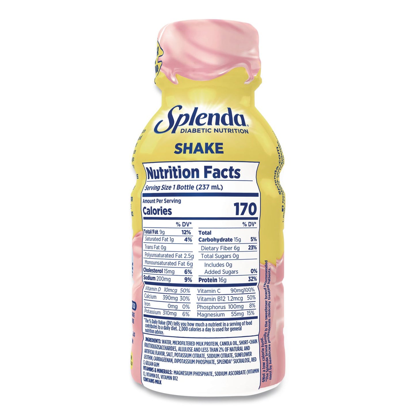 Splenda® Diabetes Care Sugar-Free Shake, Strawberry Cream, 14 oz Bottle, 24/Carton (SNHHFP00659)