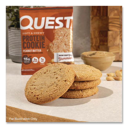 Quest® Gluten Free Protein Cookies, Peanut Butter, 2.04 oz Pack, 12/Box (QCCQUN00605)