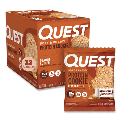 Quest® Gluten Free Protein Cookies, Peanut Butter, 2.04 oz Pack, 12/Box (QCCQUN00605)