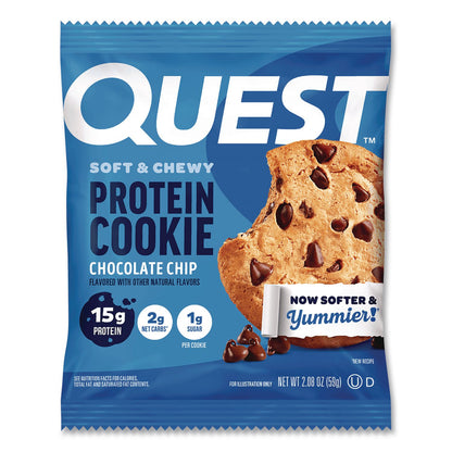 Quest® Gluten Free Protein Cookies, Chocolate Chip, 2.08 Pack, 12/Box (QCCQUN00609)