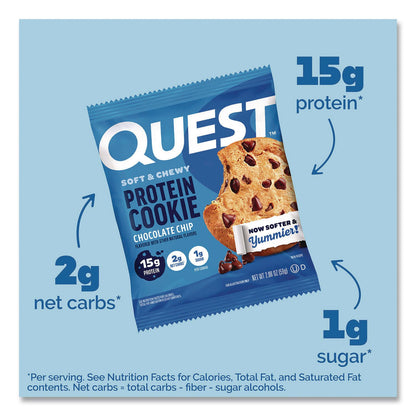 Quest® Gluten Free Protein Cookies, Chocolate Chip, 2.08 Pack, 12/Box (QCCQUN00609)