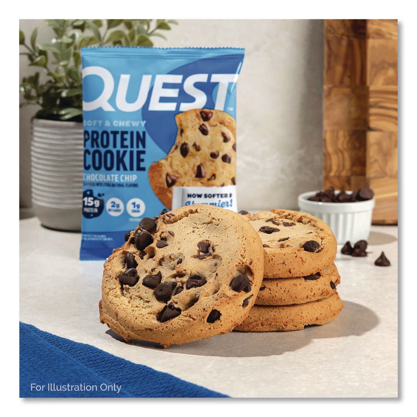 Quest® Gluten Free Protein Cookies, Chocolate Chip, 2.08 Pack, 12/Box (QCCQUN00609)