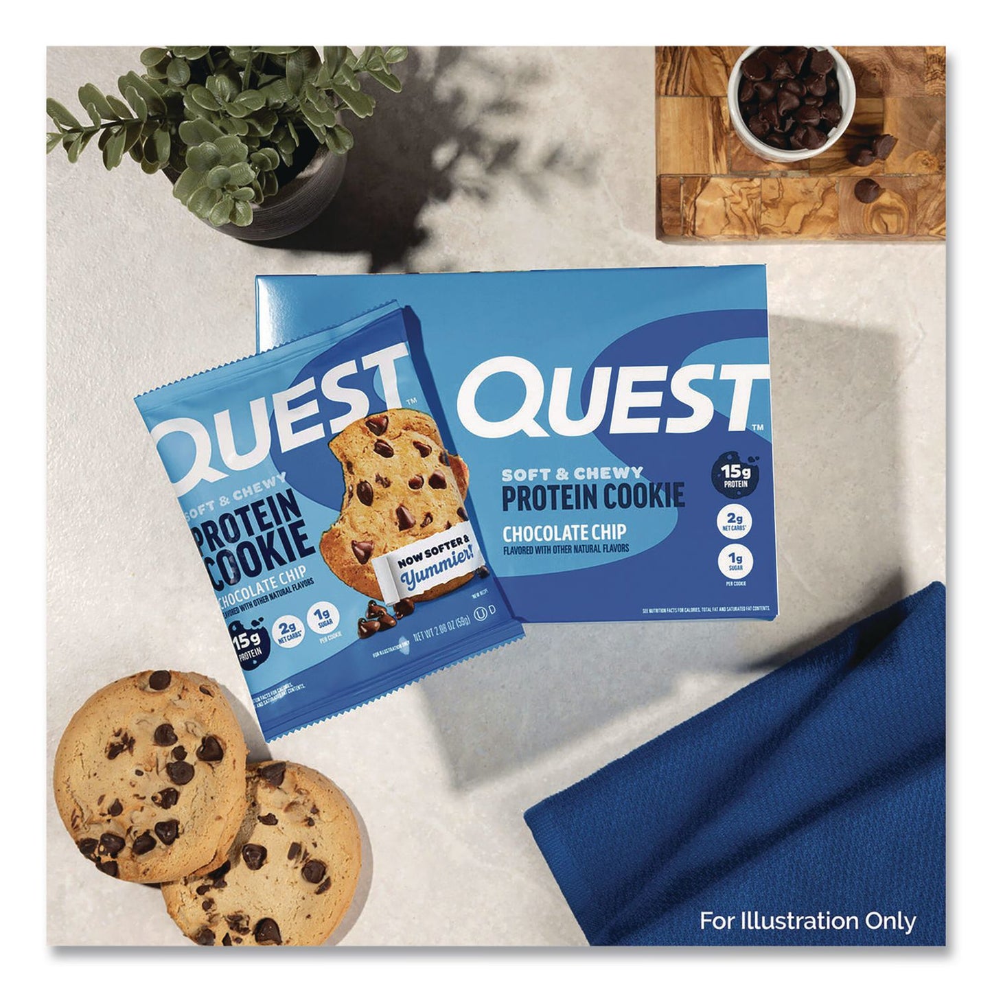 Quest® Gluten Free Protein Cookies, Chocolate Chip, 2.08 Pack, 12/Box (QCCQUN00609)