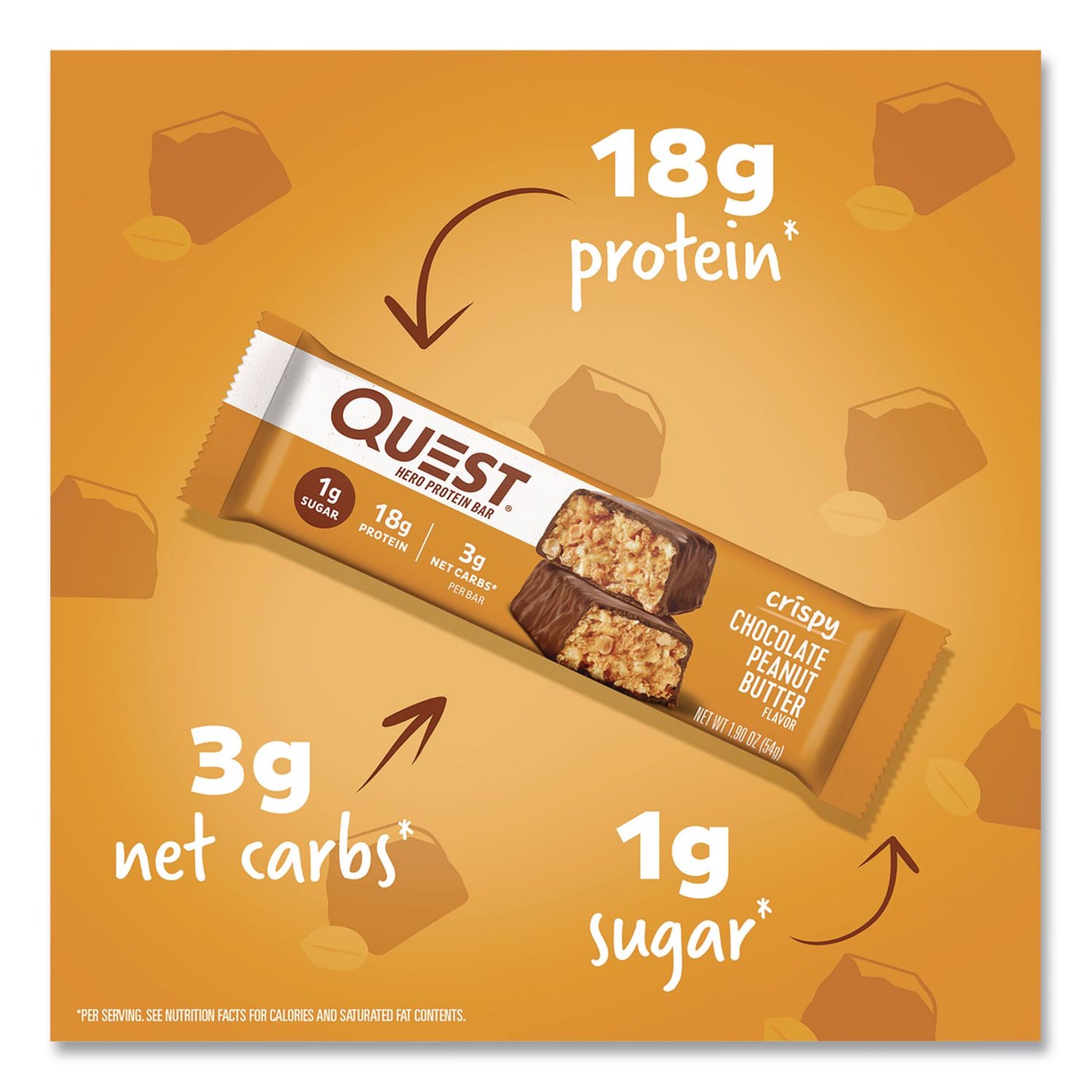 Quest® Protein Bars, Chocolate Peanut Butter, 1.9 oz Bar, 12/Box (QCCQUN01179)
