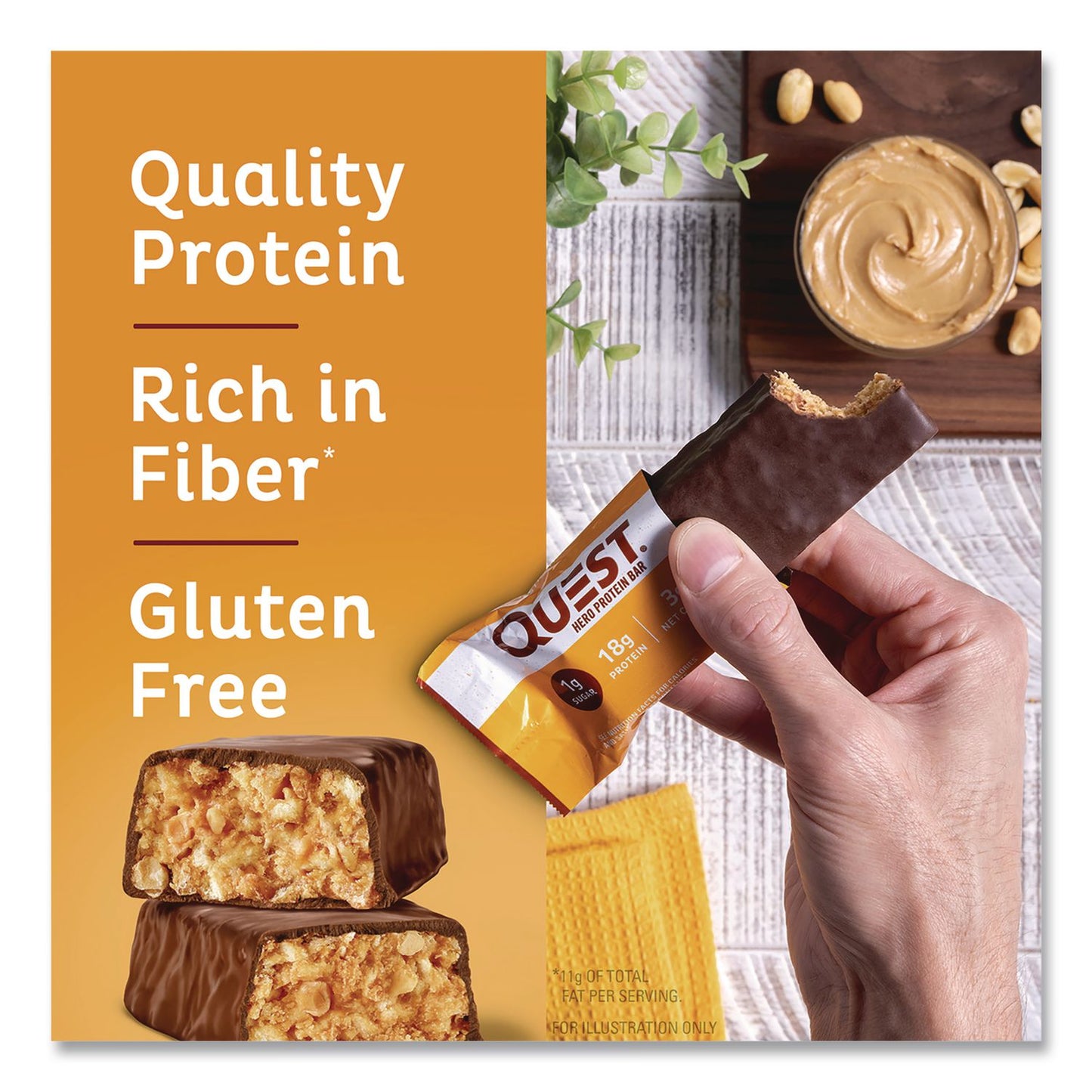 Quest® Protein Bars, Chocolate Peanut Butter, 1.9 oz Bar, 12/Box (QCCQUN01179)