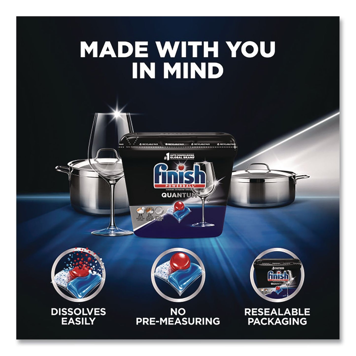FINISH® Powerball Quantum Dishwasher Tabs, Fresh Scent, Tub, 84 Tabs (RAC5170099889)