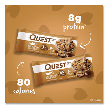 Quest® Protein Bar Minis, Chocolate Chip Cookie Dough, 0.81 oz Bar, 14/Box (QCCQUN01270)
