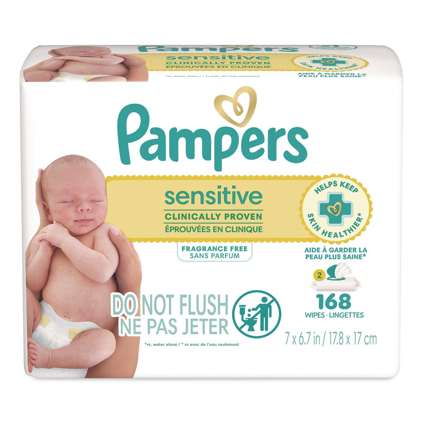 Pampers® Sensitive Baby Wipes, 1-Wipe Pop-Top, Fragrance-Free, 84 Wipes/Pack, 2 Packs (PGC870870)