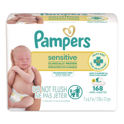Pampers® Sensitive Baby Wipes, 1-Wipe Pop-Top, Fragrance-Free, 84 Wipes/Pack, 2 Packs (PGC870870)