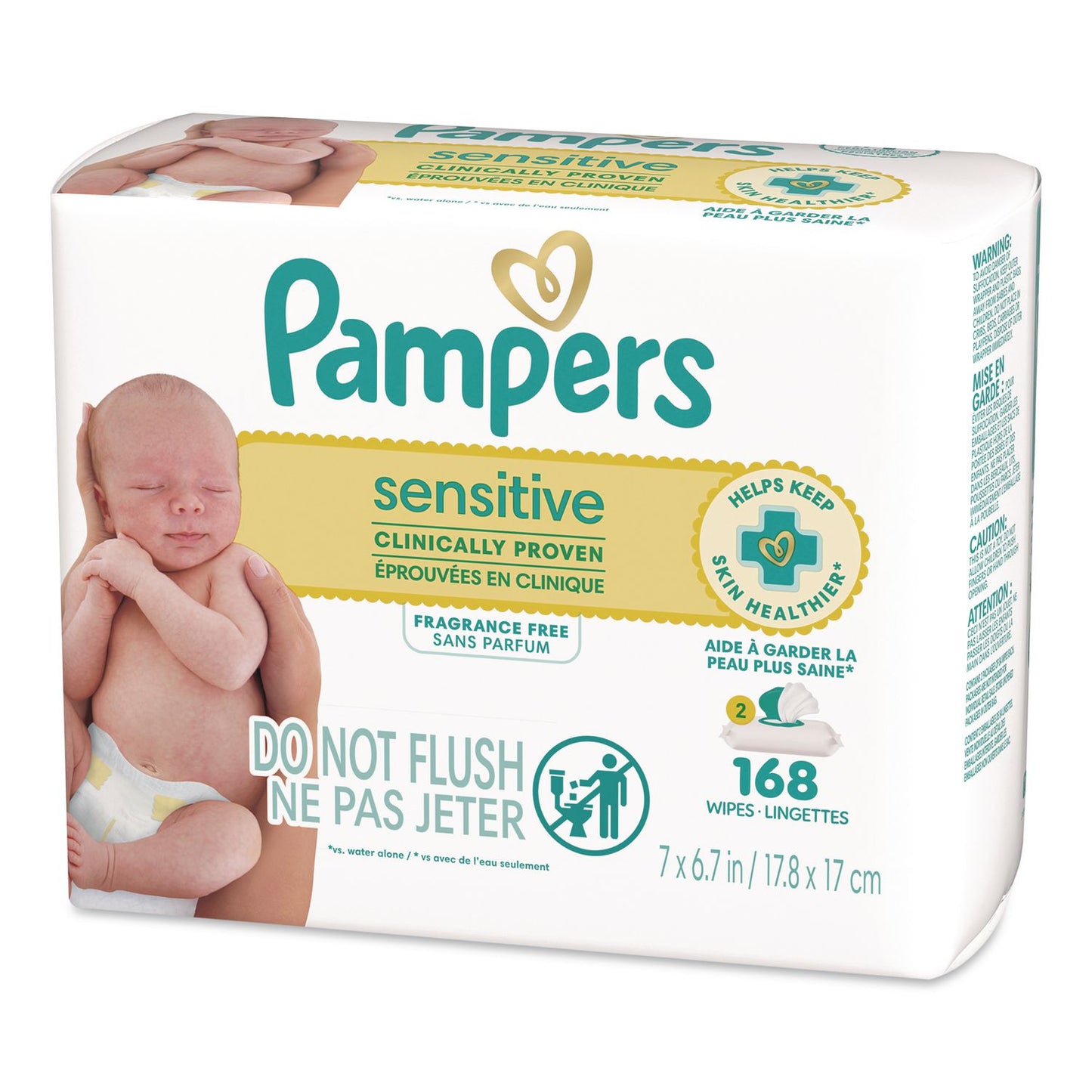 Pampers® Sensitive Baby Wipes, 1-Wipe Pop-Top, Fragrance-Free, 84 Wipes/Pack, 2 Packs (PGC870870)