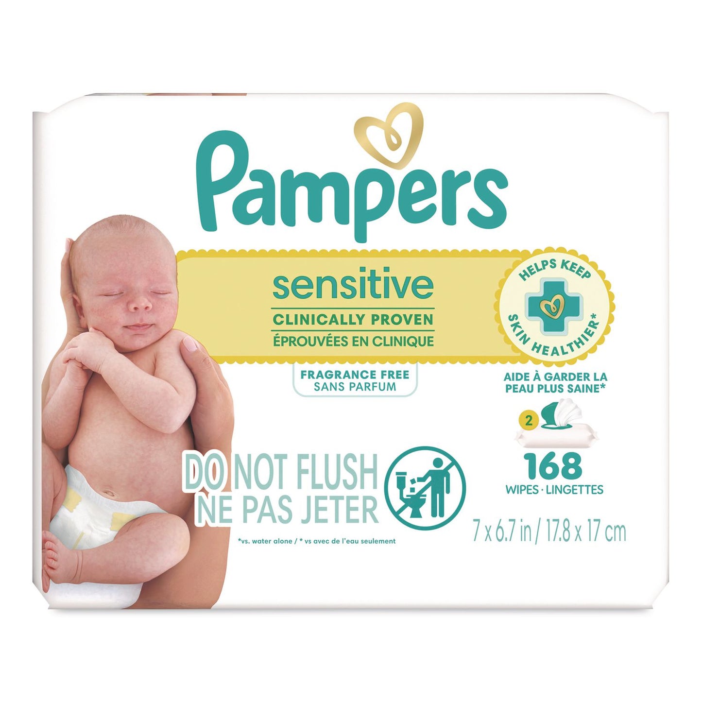 Pampers® Sensitive Baby Wipes, 1-Wipe Pop-Top, Fragrance-Free, 84 Wipes/Pack, 2 Packs (PGC870870)