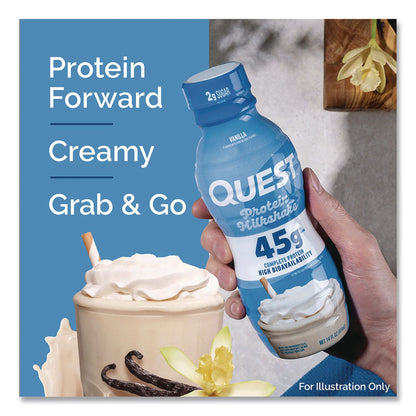 Quest® Protein Milkshakes, Vanilla, 14 oz Bottle, 12/Carton (QCCQUN01602)