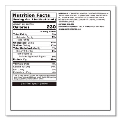 Quest® Protein Milkshakes, Vanilla, 14 oz Bottle, 12/Carton (QCCQUN01602)