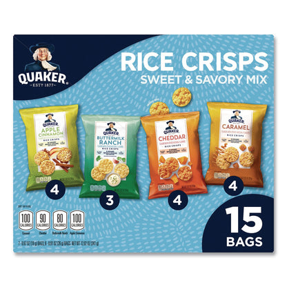 Quaker® Rice Crisps, Sweet and Savory Mix, Assorted Flavors, (7) 0.67 oz Bags, (8) 0.91 oz Bags (QKRQUA57840)