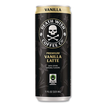 Death Wish Coffee Co. Vanilla Latte Cold Brew Coffee, 11 oz Can, 12/Carton (DEWEWC34373)