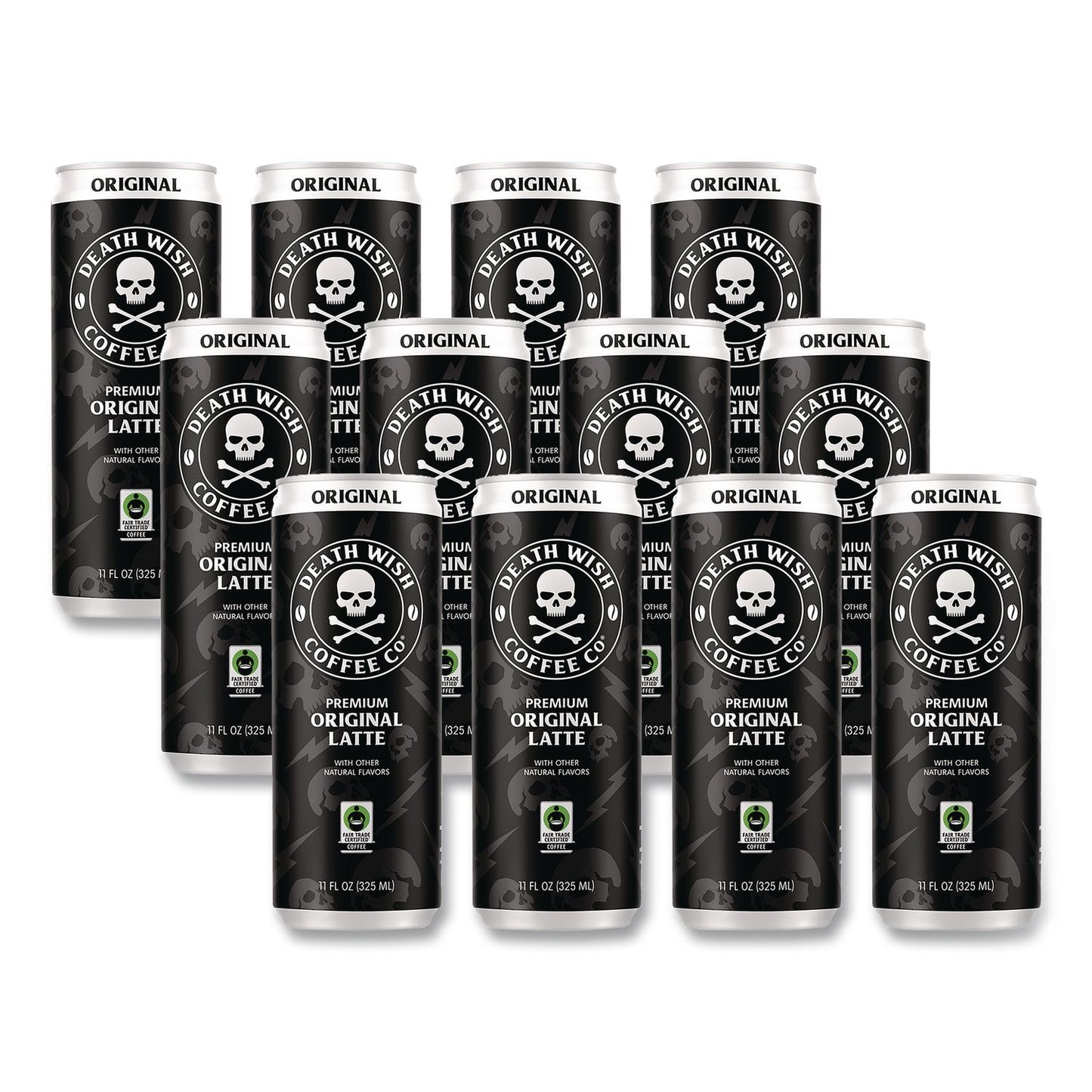 Death Wish Coffee Co. Original Latte Cold Brew Coffee, 11 oz Can, 12/Carton (DEWEWC34446)