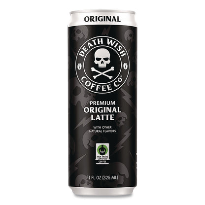 Death Wish Coffee Co. Original Latte Cold Brew Coffee, 11 oz Can, 12/Carton (DEWEWC34446)