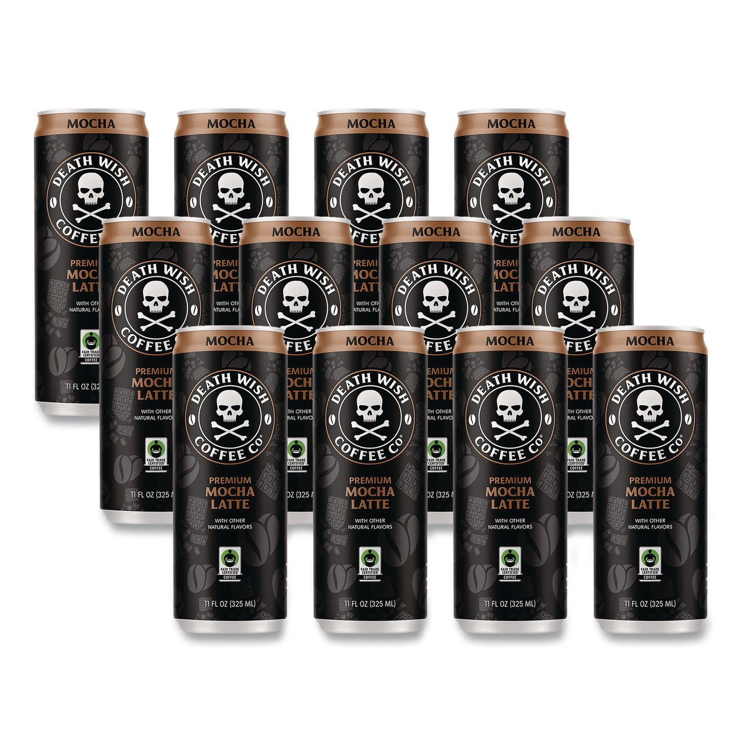 Death Wish Coffee Co. Mocha Latte Cold Brew Coffee, 11 oz Can, 12/Carton (DEWEWC34447)