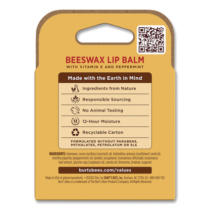 BURT'S BEES Beeswax Lip Balm, Original, 0.15 oz Stick, 4/Pack (BBT01198)