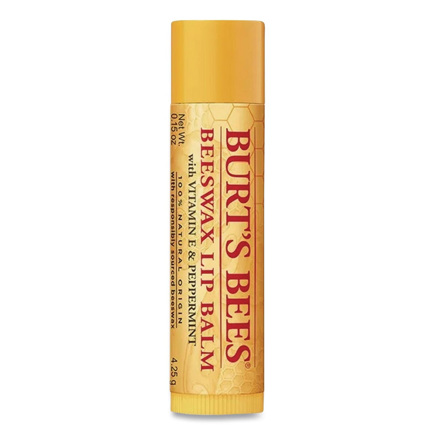 BURT'S BEES Beeswax Lip Balm, Original, 0.15 oz Stick, 4/Pack (BBT01198)