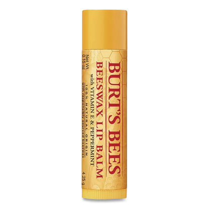 BURT'S BEES Beeswax Lip Balm, Original, 0.15 oz Stick, 4/Pack (BBT01198)