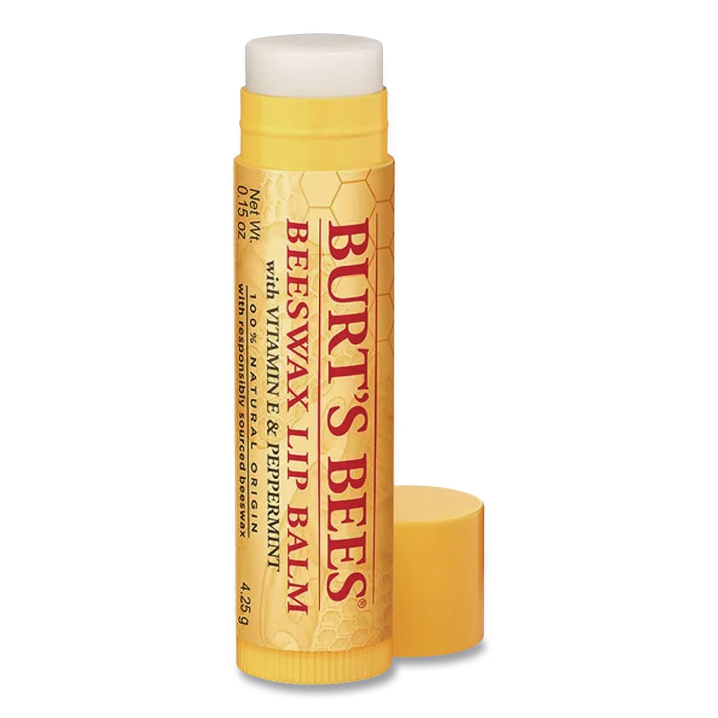BURT'S BEES Beeswax Lip Balm, Original, 0.15 oz Stick, 4/Pack (BBT01198)