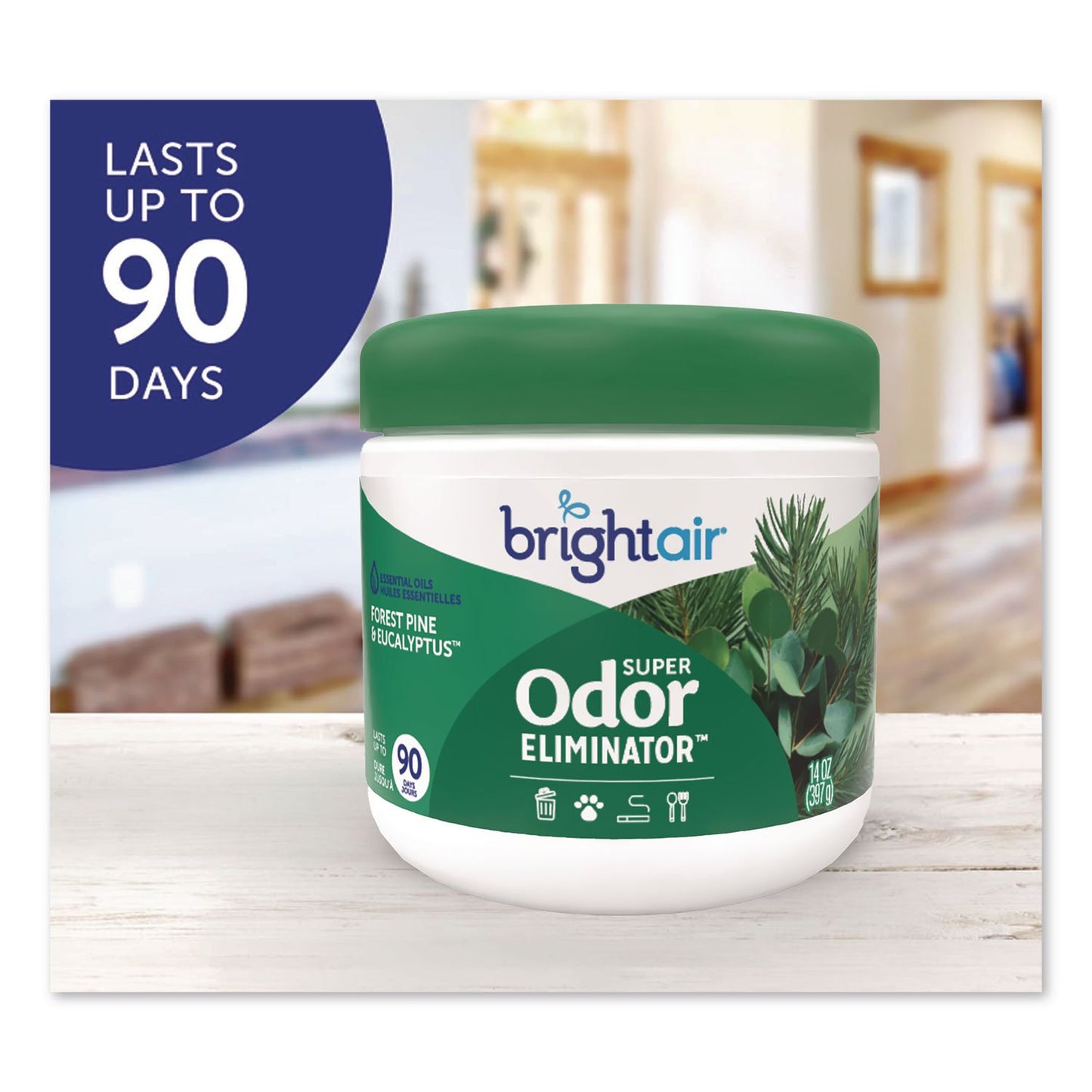 BRIGHT Air® Super Odor Eliminator, Forest Pine and Eucalyptus, 14 oz Jar (BRI901277)