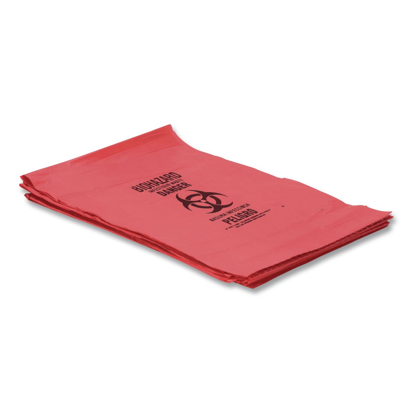 Heritage Healthcare Biohazard Printed Can Liners, Biohazard Infectious Waste, 16 gal, 1.3 mil, 24" x 32", Red, Flat Pack, 500/Carton (HERA4832PR)