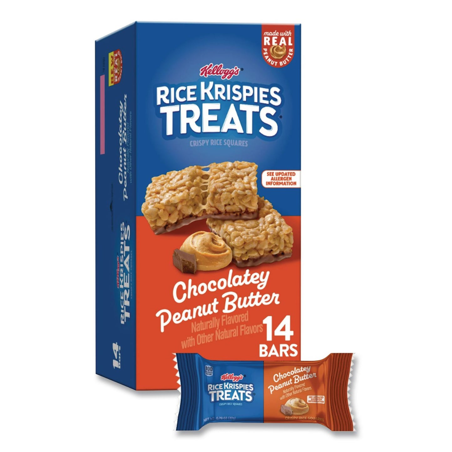 Kellogg's® Rice Krispies Treats Crispy Rice Squares, Chocolatey Peanut Butter, 0.78 oz Bar, 14/Box (KEBKEE30684)