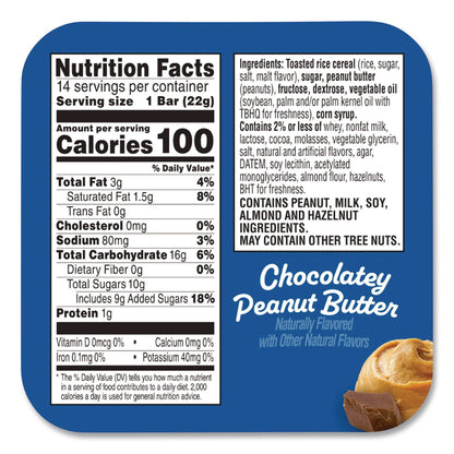 Kellogg's® Rice Krispies Treats Crispy Rice Squares, Chocolatey Peanut Butter, 0.78 oz Bar, 14/Box (KEBKEE30684)