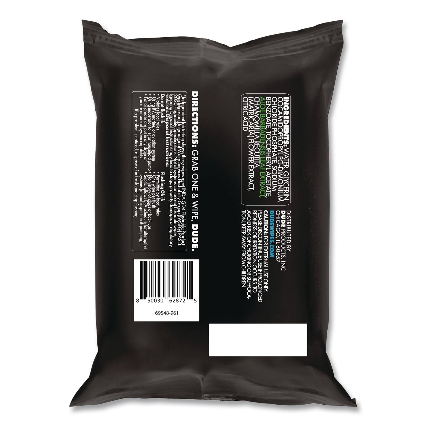DUDE Wipes® Extra Large Flushable Wipes, 7 x 7, Fragrance Free, White, 18 Wipes (LIL300636)