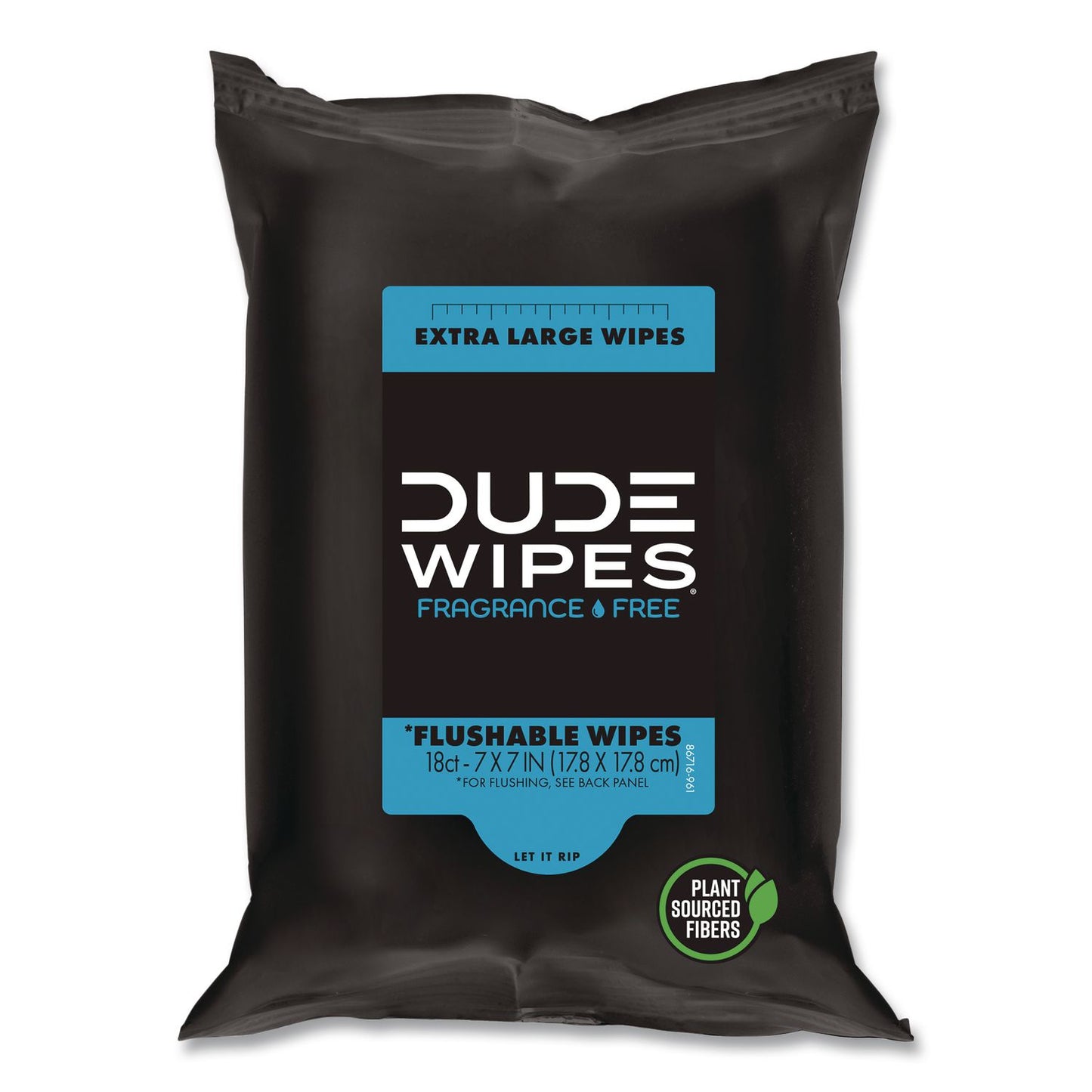DUDE Wipes® Extra Large Flushable Wipes, 7 x 7, Fragrance Free, White, 18 Wipes (LIL300636)