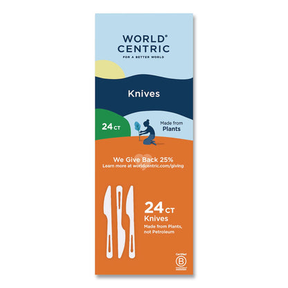 World Centric® TPLA Cutlery, Medium Heavyweight, Knife, Plastic, Light Beige, 24/Pack (WORKNPSR)