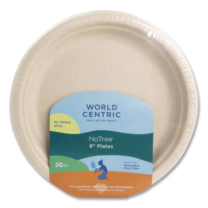 World Centric® Fiber Plates, 9" dia, Natural, 20/Pack (WORPLRTSCU9)
