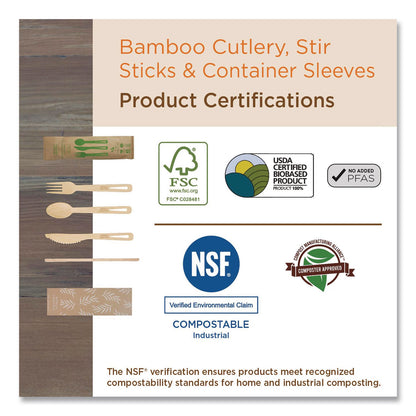 World Centric® Bamboo Cutlery, Medium Heavyweigh, Spoon, Paper, Natural, 24/Pack (WORSPBBR)