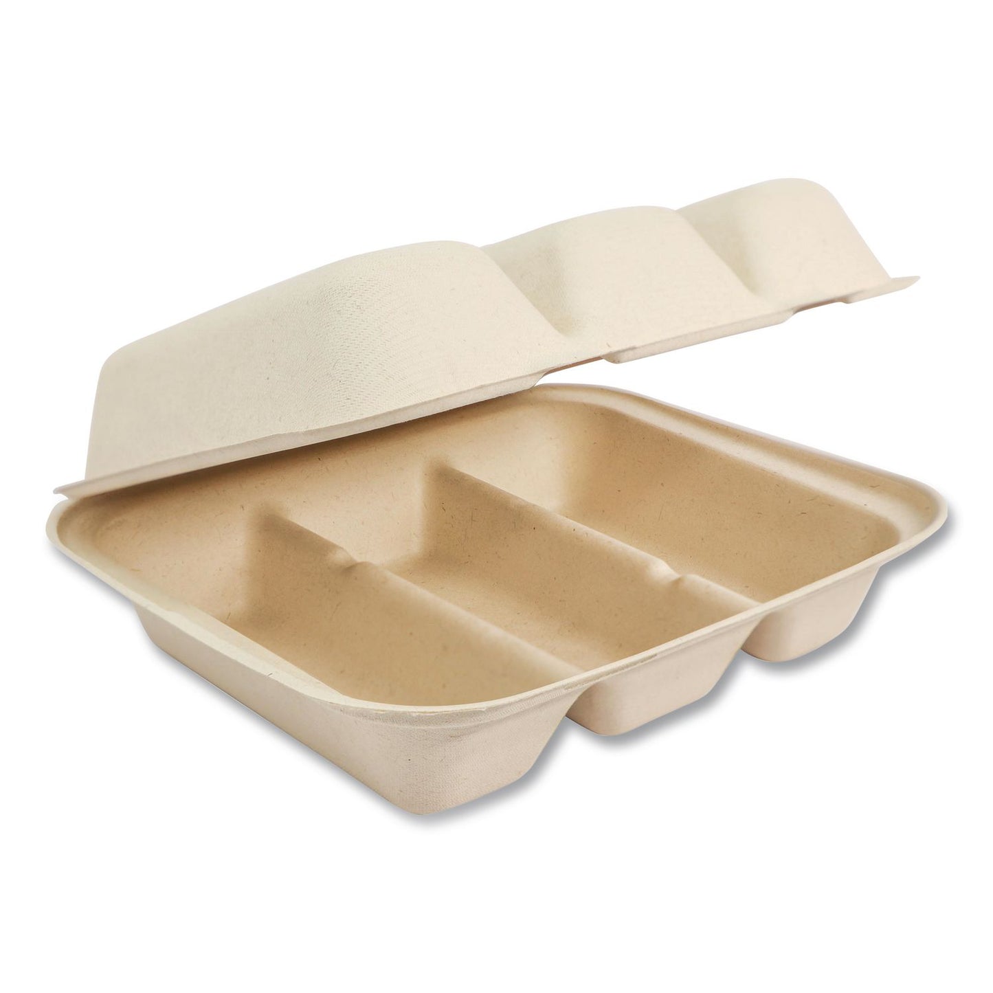 World Centric® Fiber Hinged Takeout Containers, Taco Box, 7.9 x 9.2 x 3.2, Natural, Sugarcane Fiber, 300/Carton (WORTOSCT39LFS)